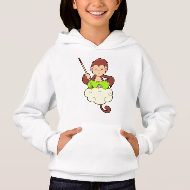 Monkey in Cross legged on Clouds Hoodie (Front)