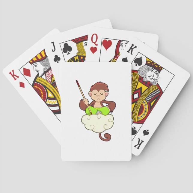 Monkey in Cross legged on Clouds Poker Cards (Back)