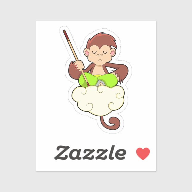 Monkey in Cross legged on Clouds Sticker (Sheet)
