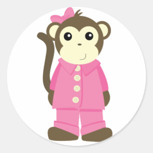 Monkey in Pajamas Classic Round Sticker
