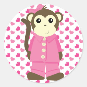 Monkey in Pajamas Classic Round Sticker