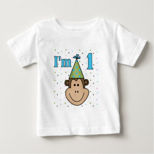 Monkey in Party Hat 1st Birthday Tshirts