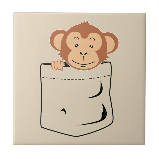 Monkey in pocket ceramic tile (Front)