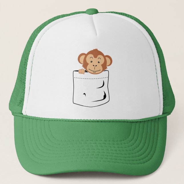 Monkey in pocket trucker hat (Front)