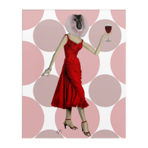 Monkey in Red Dress with wine Acrylic Print