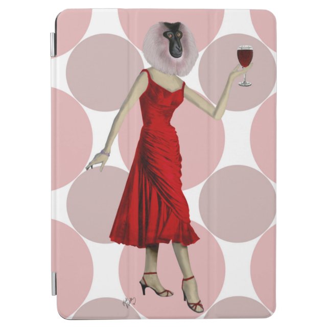 Monkey in Red Dress with wine iPad Air Cover (Front)