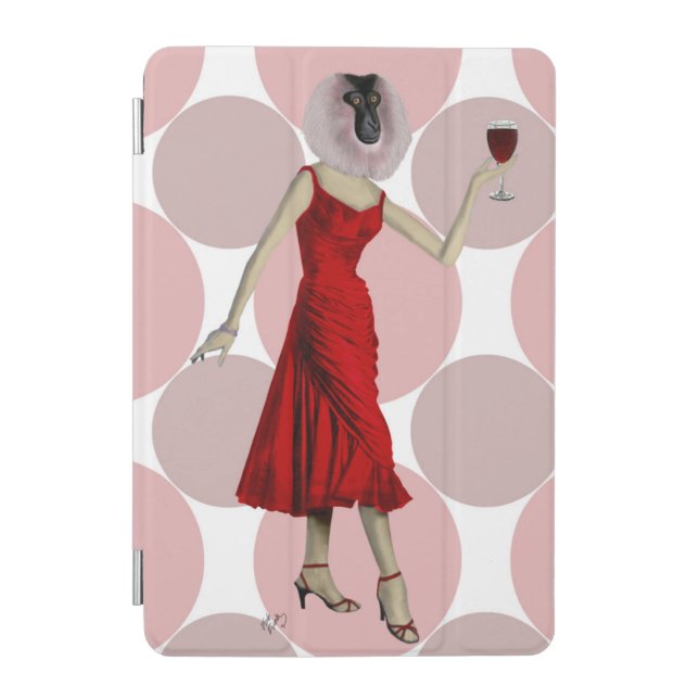 Monkey in Red Dress with wine iPad Mini Cover (Front)