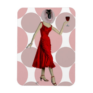 Monkey in Red Dress with wine Magnet