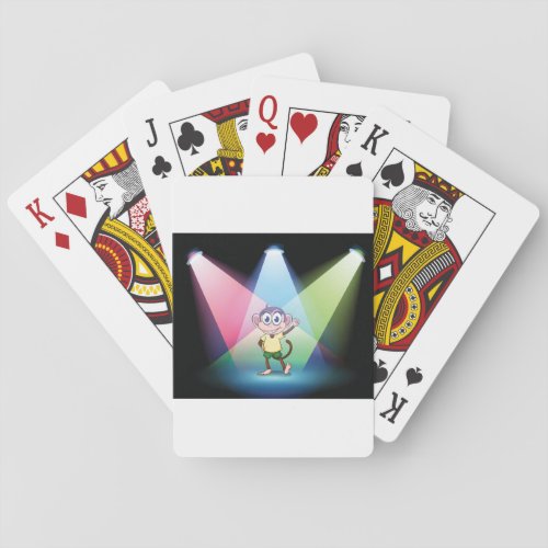 Monkey In Spotlights Playing Cards