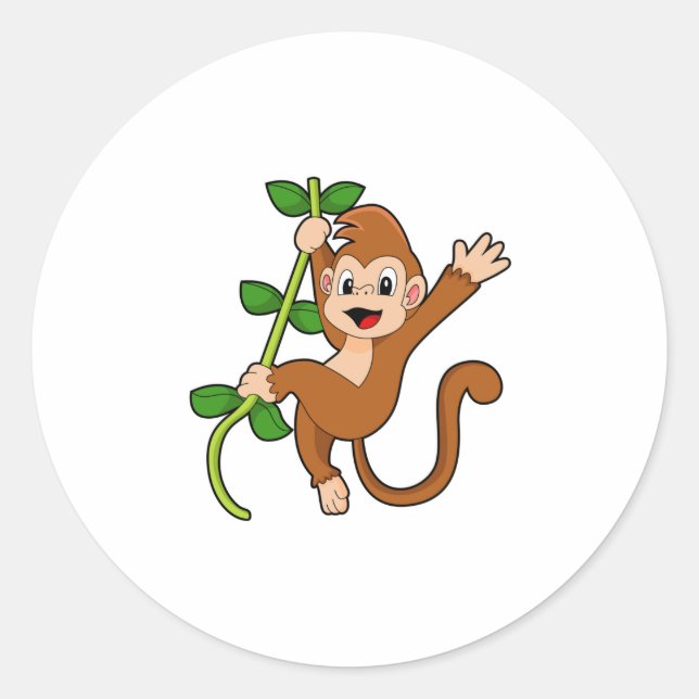 Monkey in the Jungle Classic Round Sticker (Front)