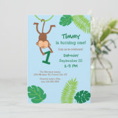 Monkey in the Jungle First Birthday Invitation (Standing Front)