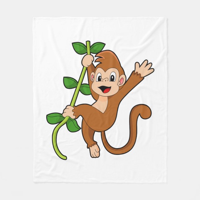 Monkey in the Jungle Fleece Blanket (Front)