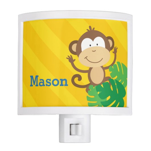 Monkey in the Jungle Personalized Night Light (Front)
