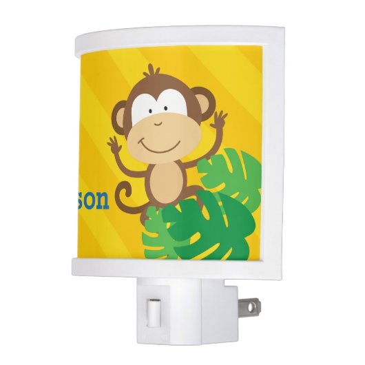 Monkey in the Jungle Personalized Night Light (Left)