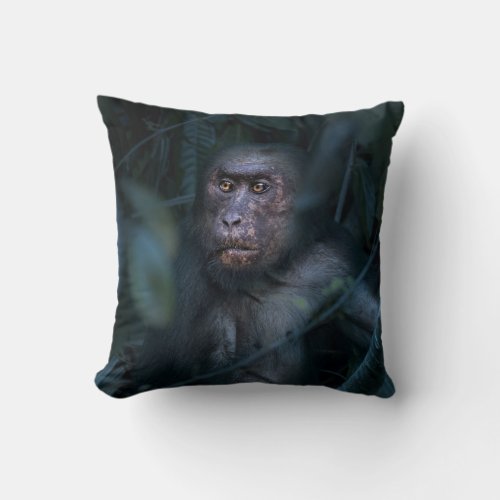 Monkey in the Jungle Throw Pillow
