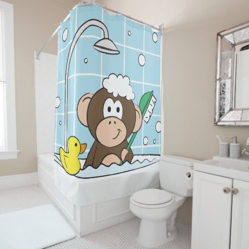 Monkey in Your Tub Taking a Bath Shower Curtain