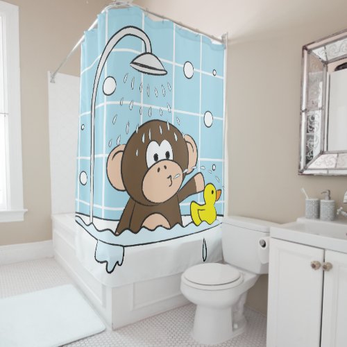 Monkey in Your Tub Taking a Bath Shower Curtain