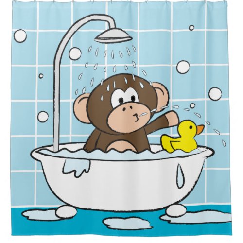 Monkey in Your Tub Taking a Bath Shower Curtain