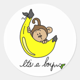 Monkey It's a Boy Tshirts and Gifts Classic Round Sticker