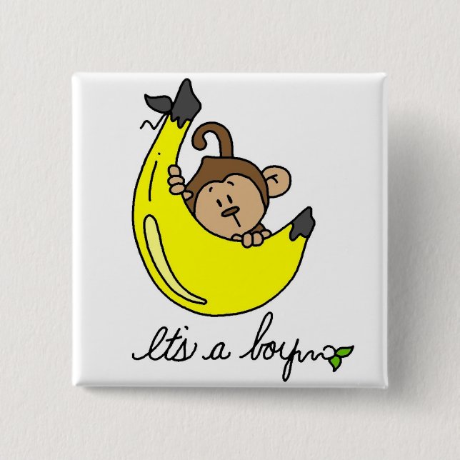 Monkey It's a Boy Tshirts and Gifts Pinback Button (Front)