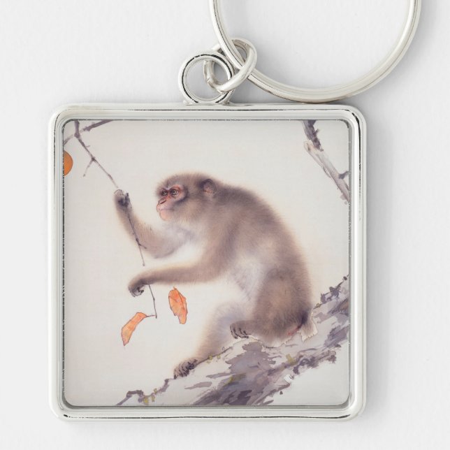 Monkey Japanese Painting Chinese Zodiac Birthday K Keychain (Front)