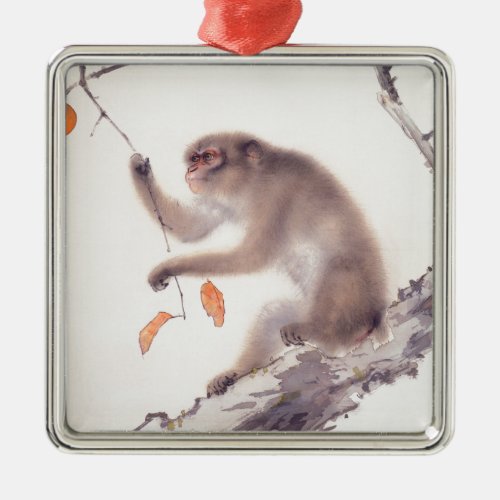 Monkey Japanese Painting Chinese Zodiac M Square O Metal Ornament