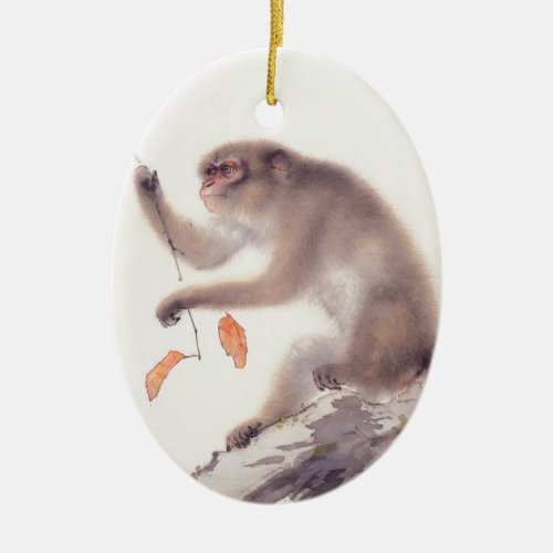 Monkey Japanese Painting _ Year of the Monkey Ceramic Ornament