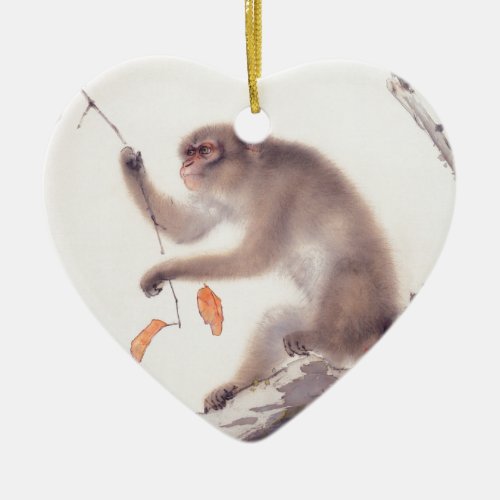 Monkey Japanese Painting _ Year of the Monkey Ceramic Ornament