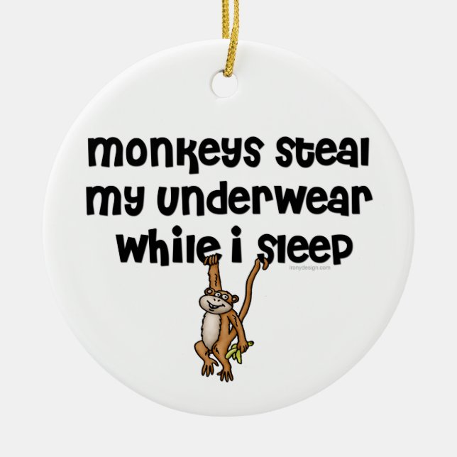 Monkey Joke Ceramic Ornament (Front)