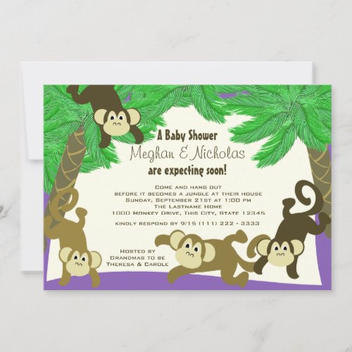 Monkey Jungle Baby Shower Personalized Invitations