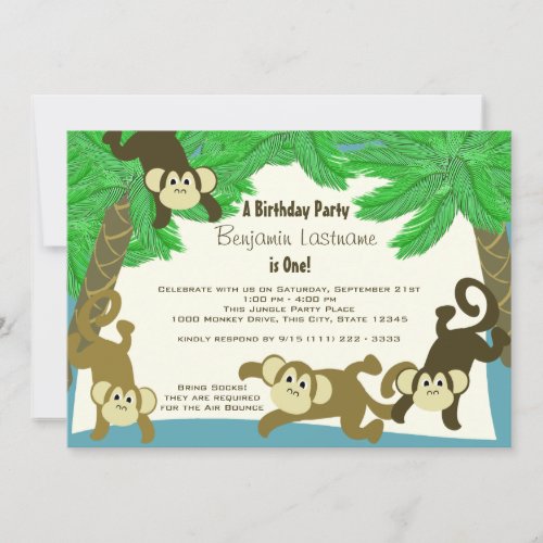 Monkey Jungle Birthday Invitation