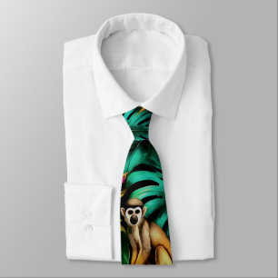 Monkey Jungle Dreams Seamless Surface Pattern Neck Tie