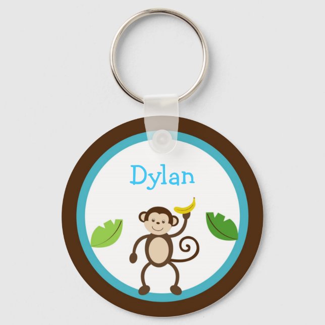 Monkey Jungle Kids Personalized Key Chain (Front)