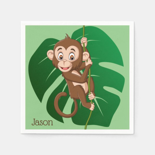 Monkey Jungle Leaf Design  Napkins (Front)