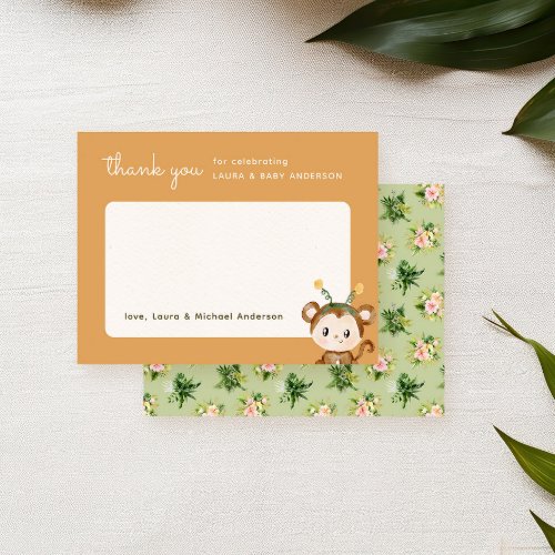 Monkey Jungle Tropical Baby Shower Thank You Card