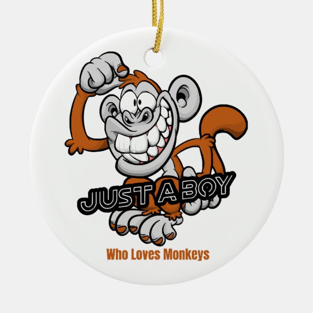 monkey  just a boy  ceramic ornament (Front)