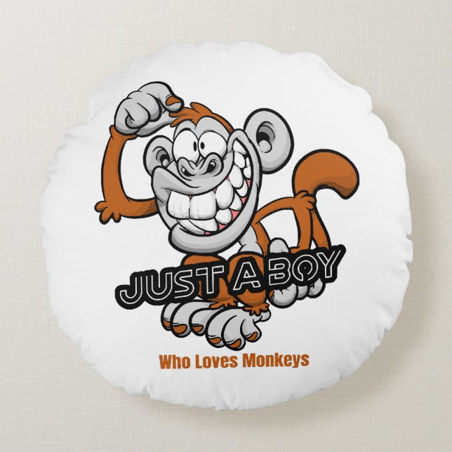 monkey  just a boy  round pillow (Front)