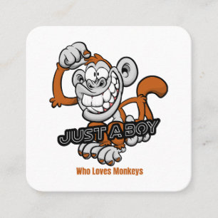 monkey just a boy square business card