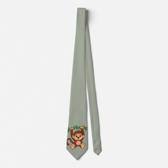 Monkey Just Hanging Around Neck Tie (Front)