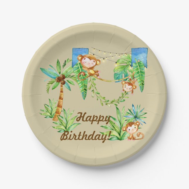 Monkey Kid Paper Plates (Front)