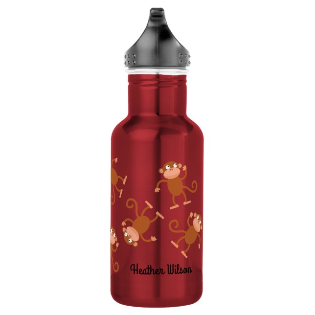 Monkey Kid Water Bottle with Name (Right)