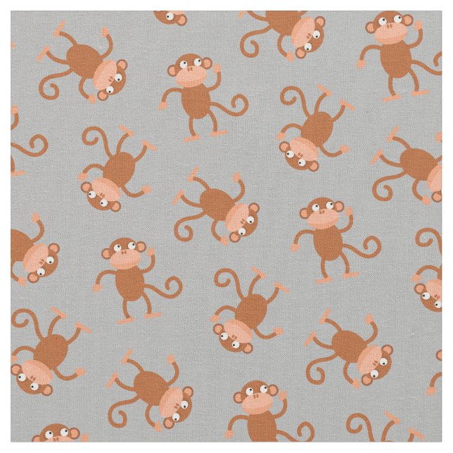 Monkey Kids Baby Nursery Grey Fabric (Close Up)