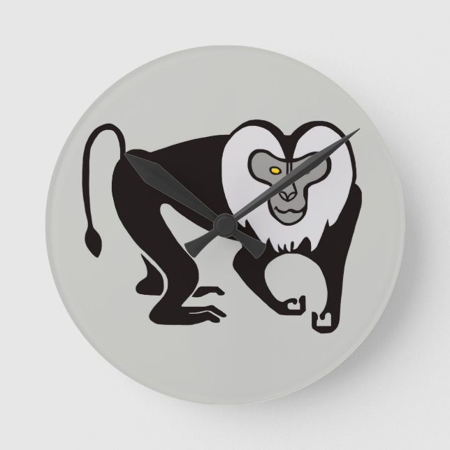 Monkey- Lion-tailed MACAQUE - Wildlife Round Clock (Front)