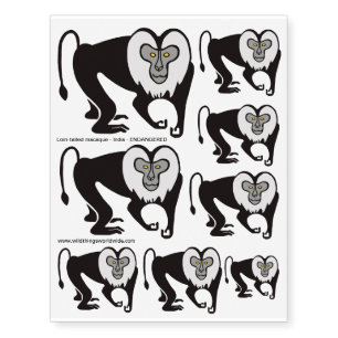 Monkey - Lion-tailed MACAQUE -Wildlife Temporary Tattoos