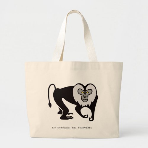  Monkey _Lion_tailed MACAQUE  _Wildlife warrior _  Large Tote Bag