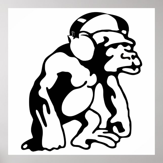 Monkey listens to music poster (Front)