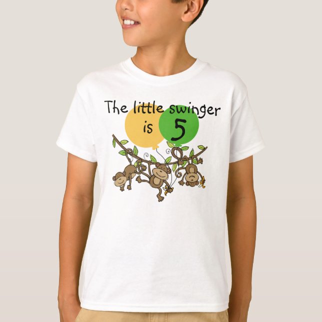 Monkey Little Swinge Customizable Birthday T-shirt (Front)