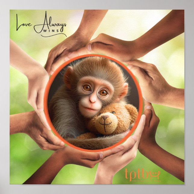 MONKEY LOVE ALWAYS WINS WALL ART (Front)