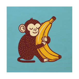Monkey Love Banana Wood Wall Art