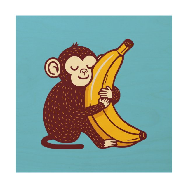 Monkey Love Banana Wood Wall Art (Front)